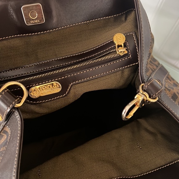 Fendi Canvas Zucca Shoulder Brown Canvas Tote Bag - Picture 9 of 13